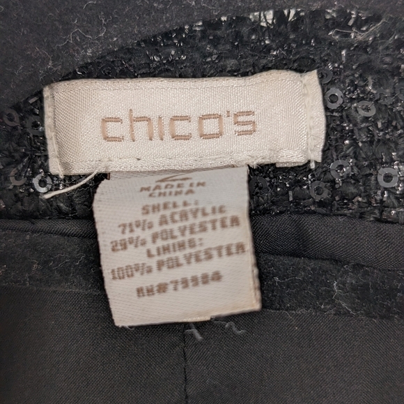 Chicos black silver shimmery blazer Size 2 - Picture 3 of 6